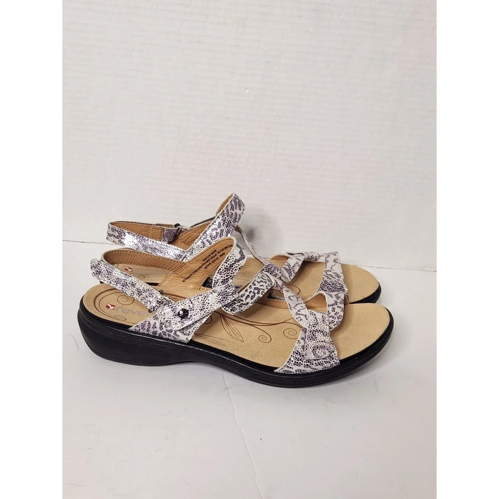 Revere Miami Silver Safari Leather Comfort Strappy Sandals Womens 10M EUR 41
